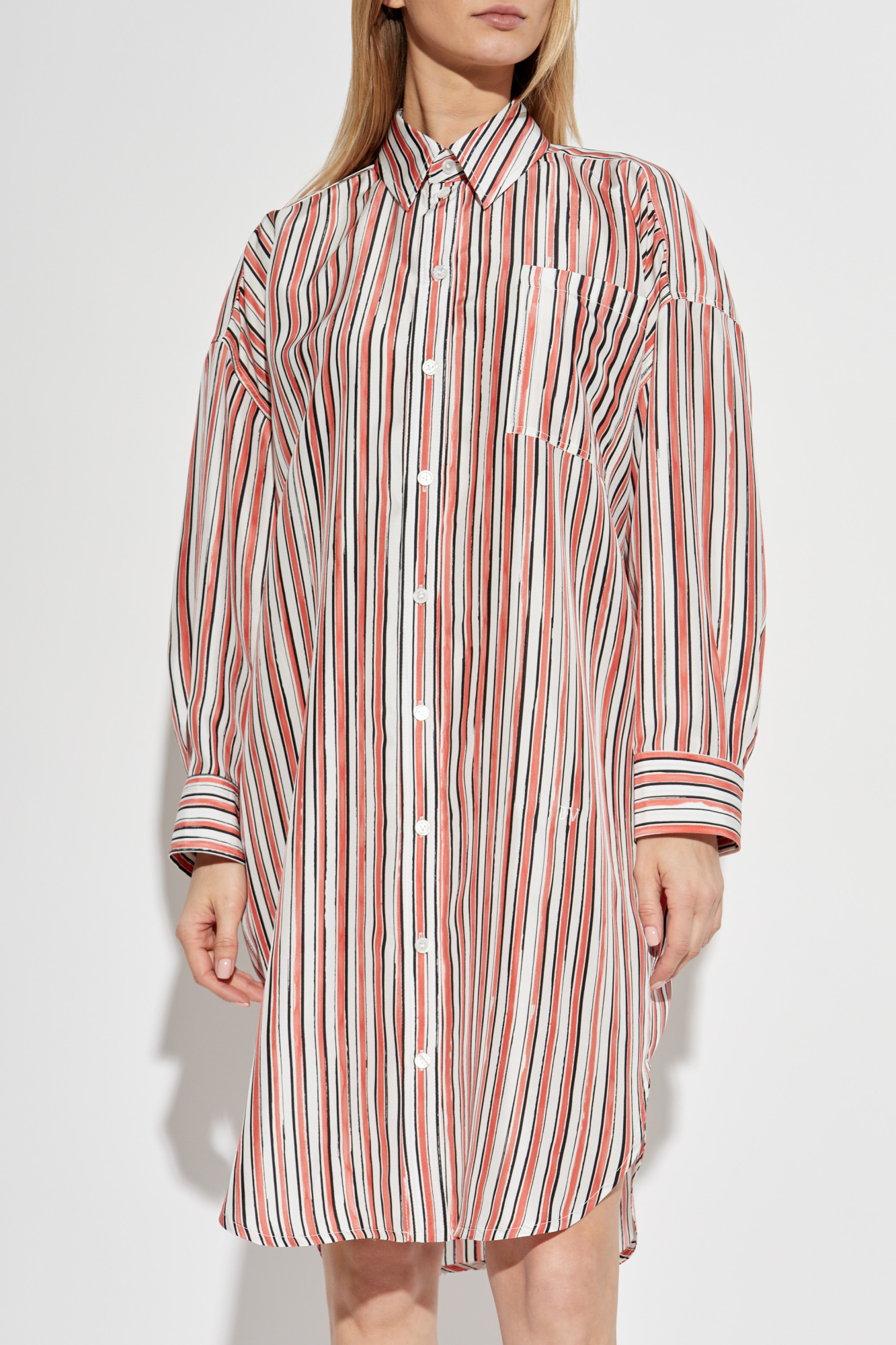 ［25ss新作］BOTTEGA VENETA シャツワンピース レッド Red Silk shirt dress Bottega Veneta - Vitkac Italy